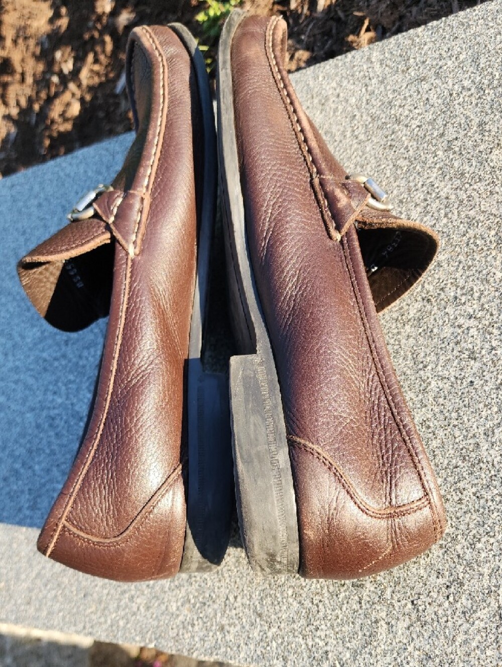 Salvatore Ferragamo Brown Leather Loafers Gancini Size 11 - Picture 12 of 16